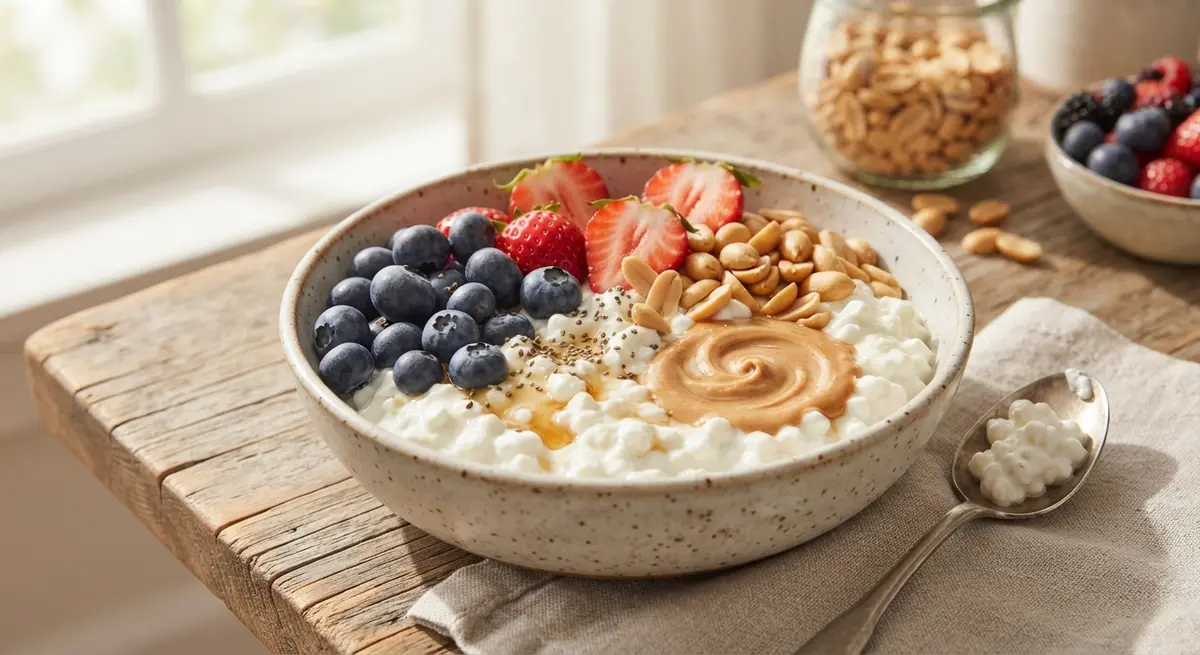 Cottage Cheese Peanut Berry Bowl